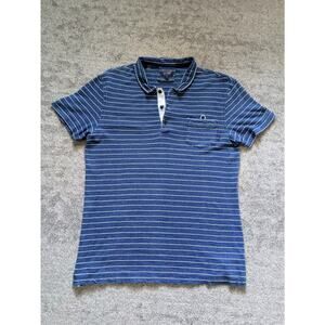 Armani Jeans Polo Shirt Collard Blue Striped - Men’s Size Medium